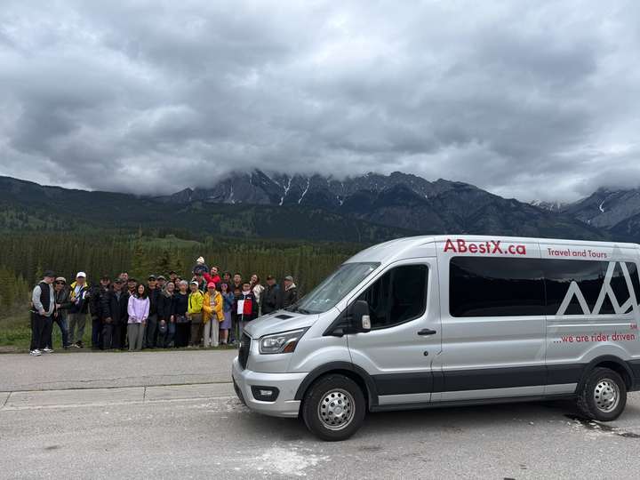 ABestX shared shuttle passengers in the Canadian Rockies
